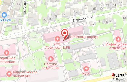 Усть-Лабинская центральная районная больница на Пролетарской улице, 1 на карте
