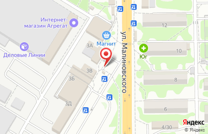 Киоск фастфудной продукции на улице Малиновского на карте