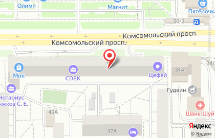 Ремонтная мастерская на Комсомольском проспекте на карте