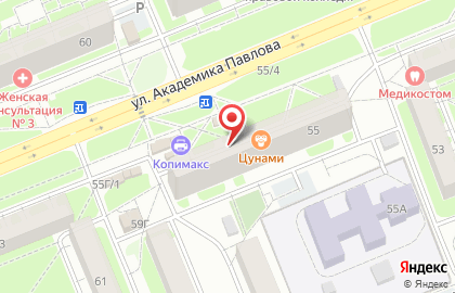 Служба доставки суши Цунами на улице Академика Павлова на карте