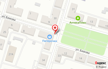 Супермаркет Пятёрочка на улице Бажова на карте