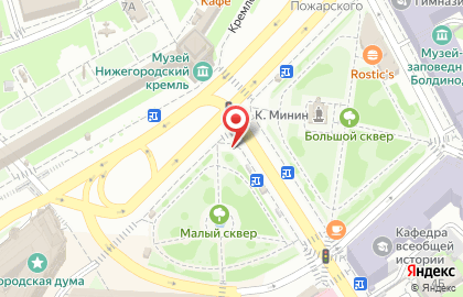 Указатель системы городского ориентирования №5425 по ул.Минина и Пожарского площадь, д.1 р на карте