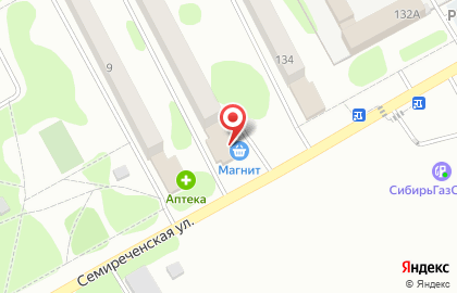 Супермаркет Магнит у дома на Семиреченской улице на карте
