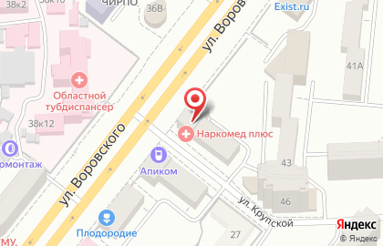 Медицинский центр Наркомед плюс на улице Воровского на карте