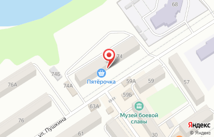 Супермаркет Пятёрочка на улице Пушкина на карте