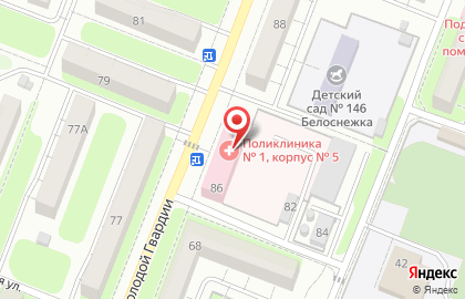 Страховая медицинская организация Сибирь на улице Молодой Гвардии на карте