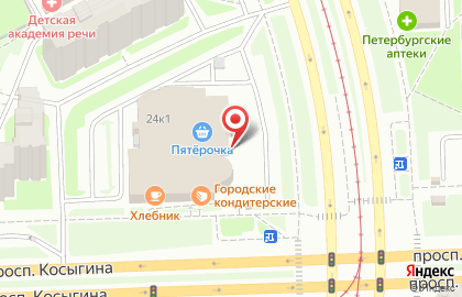 Супермаркет Пятёрочка на проспекте Наставников, 24 к 1 на карте