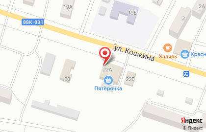 Продуктовый магазин на ул. Кошкина, 22а на карте