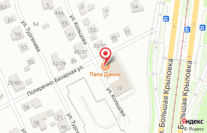 Ресторан-пиццерия Папа Джонс на Поперечно-Базарной улице на карте