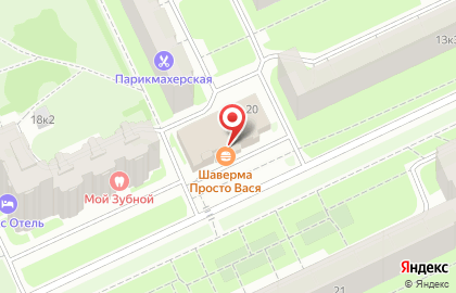 Шаверма Просто Вася на улице Антонова-Овсеенко на карте