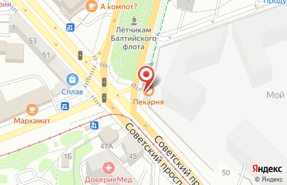 Пекарня Русский хлеб на Советском проспекте на карте