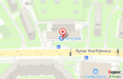 Магазин товаров для строительства ГиГ-Строй на бульваре Яна Райниса на карте