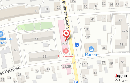 Областной психоневрологический диспансер на Пролетарской улице на карте