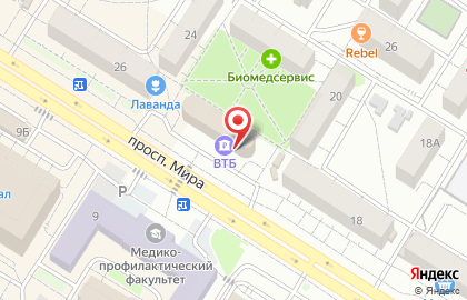 Банкомат ВТБ на проспекте Мира, 20 к 1 на карте
