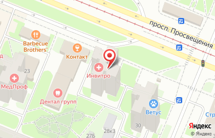 Медицинская компания Инвитро на проспекте Просвещения, 27 на карте