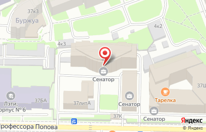 Ресторан Дольче на улице Профессора Попова на карте