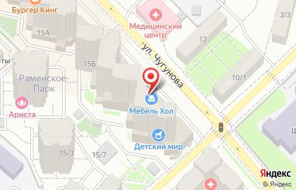 Мебельный салон Moon на улице Чугунова в Раменском на карте