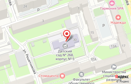 Детский сад №268 на улице Решетникова на карте