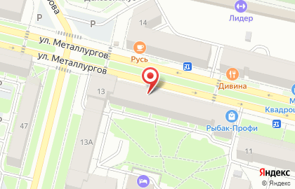 Магазин Северный градус на улице Металлургов на карте