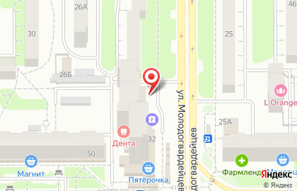 Челябинский филиал Банкомат, Альфа-Банк на улице Молодогвардейцев, 32а на карте