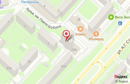 Продуктовый магазин Подворье в Октябрьском районе на карте