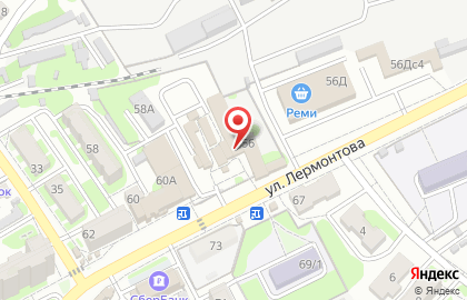 Магазин парного мяса на улице Лермонтова на карте