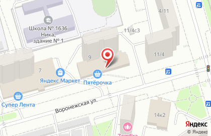 Супермаркет Пятёрочка на Воронежской улице на карте