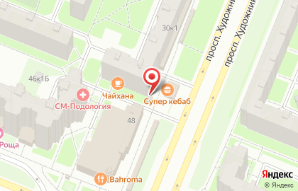 Киоск по продаже фруктов и овощей на проспекте Просвещения на карте