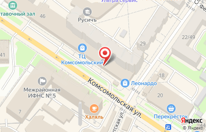 Магазин парфюмерии и косметики Л`Этуаль на Комсомольской улице в Подольске на карте