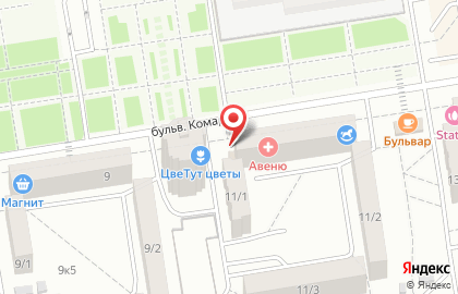 Магазин оптики Мастер Зрения на бульваре Комарова на карте