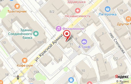 Банкомат на улице Красной Армии на карте