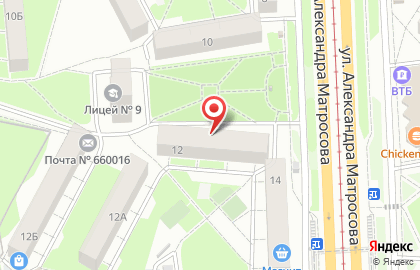 Чистые Луга на улице Александра Матросова на карте