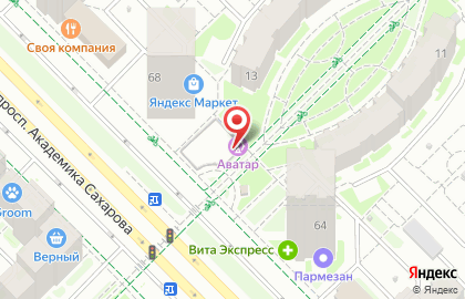 Веревочный парк Аватар на ​проспекте Академика Сахарова на карте