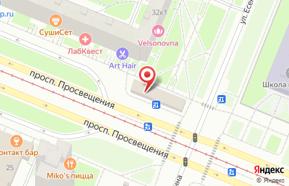 Автомагазин Би-би на метро Проспект Просвещения на карте