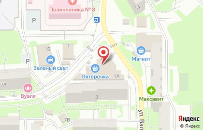 Супермаркет Пятерочка в микрорайоне Королёвка на карте