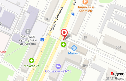 Киоск по продаже фастфудной продукции на проспекте Ленина на карте
