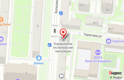 Главного управления МВД России по г. Санкт-Петербургу и Ленинградской области Управления по вопросам миграции по Красногвардейскому району в Красногвардейском районе на карте