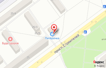 Супермаркет Пятерочка на проспекте Строителей на карте
