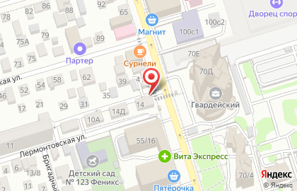 Ленинский район Киоск по продаже фруктов и овощей на Лермонтовской улице на карте