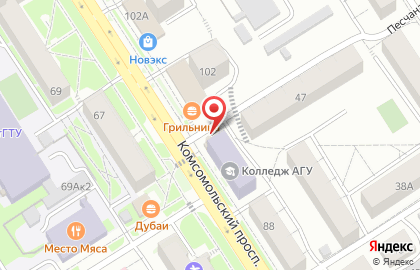 Киоск по продаже фруктов и овощей в Барнауле на карте