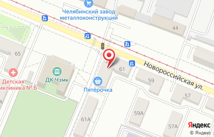 Челябинский филиал Банкомат, Банк Зенит на Новороссийской улице на карте