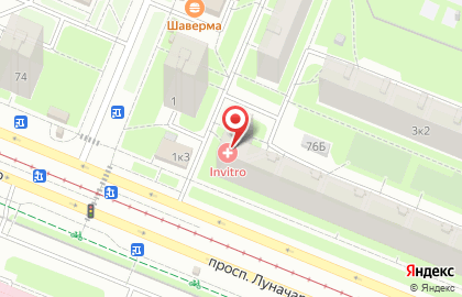Медицинская компания Инвитро на проспекте Луначарского на карте