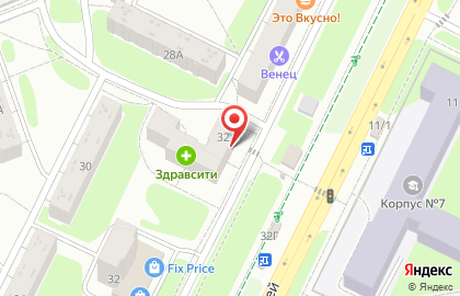 Аптека Озерки у дома на проспекте Строителей на карте