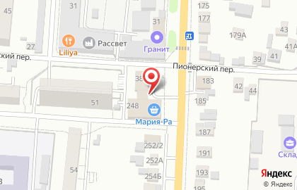 Магазин-бар Спутник в Пионерском переулке на карте