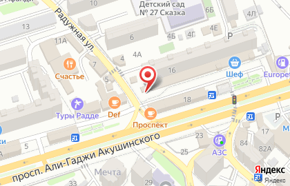 Киоск по продаже фастфудной продукции на проспекте Али-Гаджи Акушинского на карте