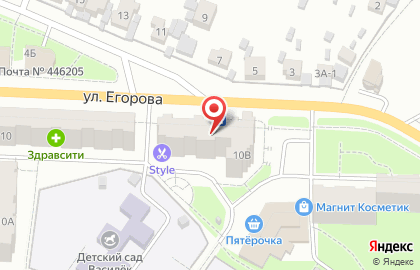 Вектор на улице Егорова на карте