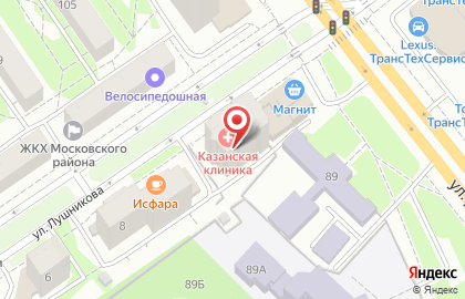 Лечебный диагностический центр Казанская клиника в Московском районе на карте