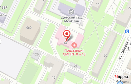 Городская станция скорой медицинской помощи на метро Кировский завод на карте