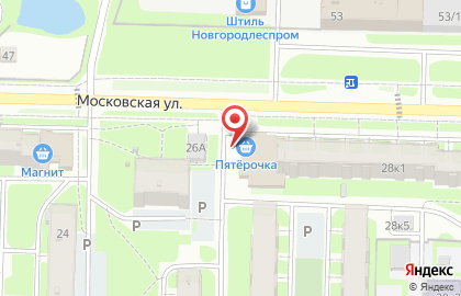 Супермаркет Пятёрочка на Московской улице на карте