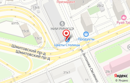 Цветочный магазин Цветы столицы на улице Антонова-Овсеенко на карте
